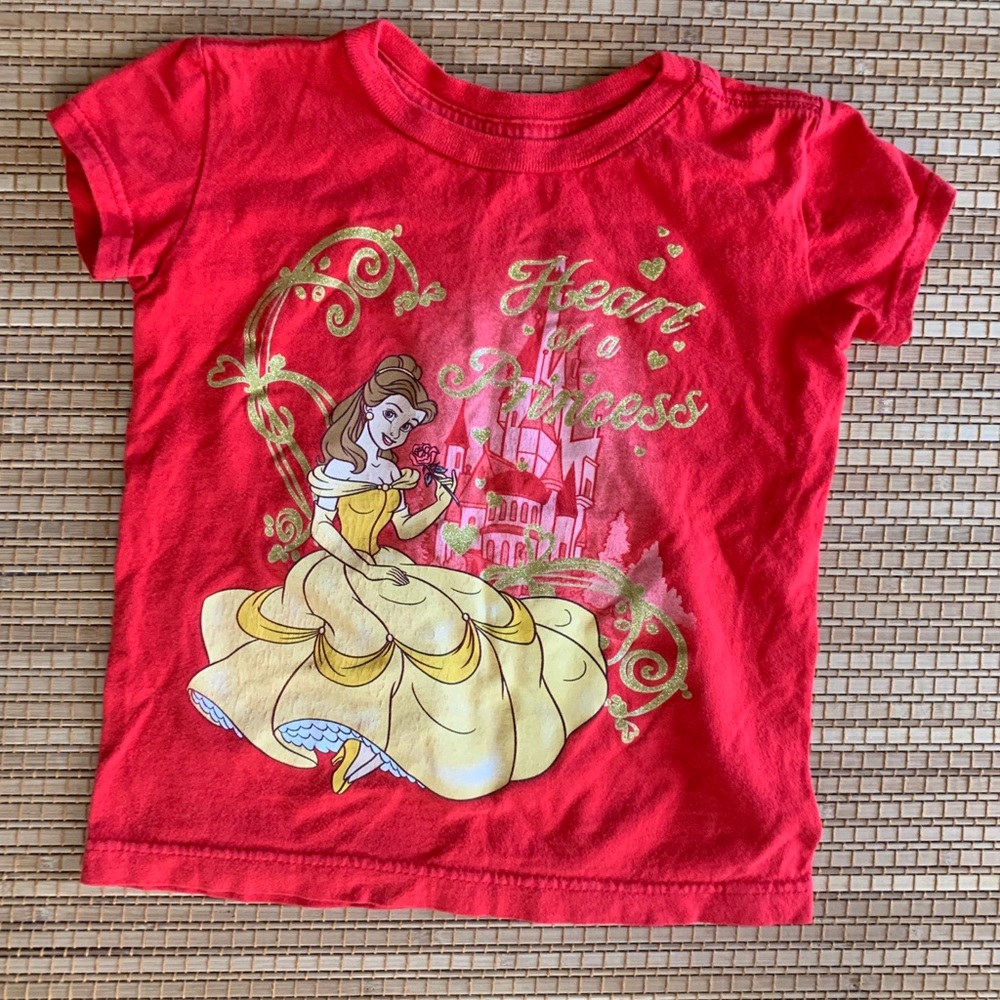 Disney Belle in front of castle red t shirt size XS 4